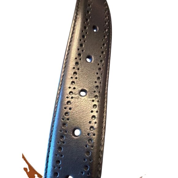 Allen Edmonds Mens Leather Belt Black Size 38 With Silver Buckle - Picture 3 of 6